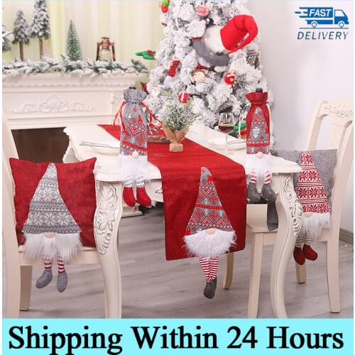 Christmas Snowflake Tablecloth/2021 New Embroidery Faceless Elderly Table Runner/XMAS Decorations/Festival Atmosphere Scene