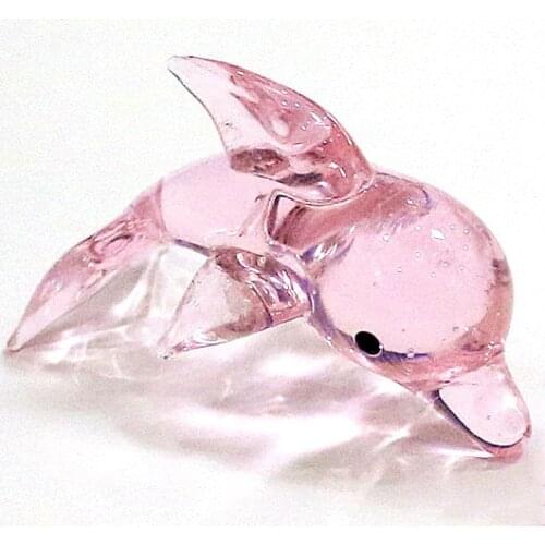New Miniature Handmade Murano Glass Dolphin Figurines Pink Cute Vivid Sea Animals Crafts Ornaments Simple Style Kids Room Decor