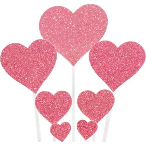 7pcs/pack Sweet Love Cake Card & Cake Toothpick Plugged & Creative Dessert Use For Wedding Birthday Party Decoration Supplies