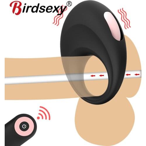 Silicone Cock Ring Sex Toys for Men Vibrating Penis Ring USB Rechargeable Delay Ejaculation 10 Frequency Lock Ring Adult Sex Toy