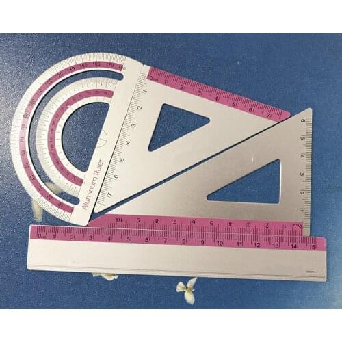 1/2/4 Random color aluminum alloy ruler Drawing Measurement Geometry Triangle ruler straightedge Protractor A variety of rulers