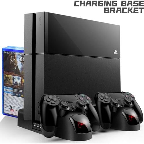 PS4/PS4 Slim/PS4 PRO Vertical Stand with Cooling Fan Cooler Dual Controller Charger Charging Station for SONY Playstation 4