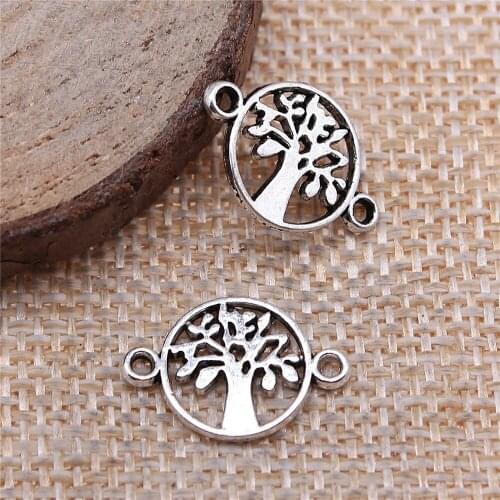 WYSIWYG 20pcs Charms Life Tree Connector Antique Silver Color Tone 12x18mm Metal Jewelry Findings DIY Accessories