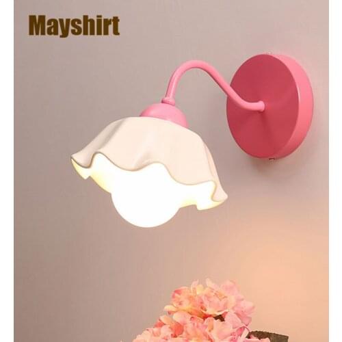 Nordic Iron Ceramic Wall Lamps for Bedroom Besdside Living Room Kitchen Bathroom Decor Indoor Lighting Modern LED Light Fixtures