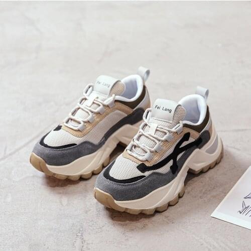 Womens Sneakers Sport Shoes Womens Vulcanize Shoes Walking Shoe Thick Sole Running Breathable Female Chunky Sneakers 2020