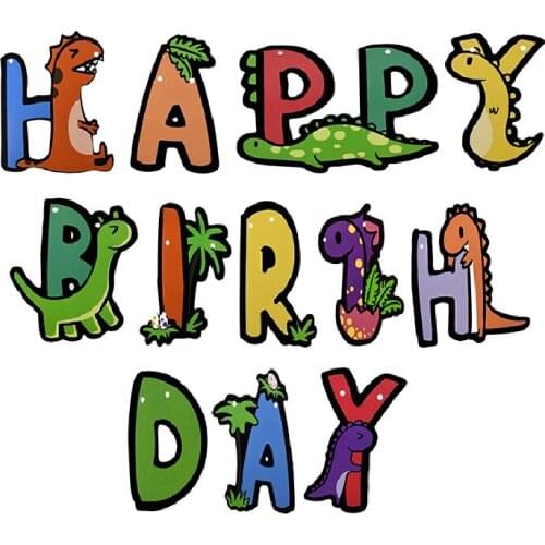 1Pc Dinosaur Theme Happy Birthday Hanging Bunting Banner Flag Garland DIY Kid Adult Birthday Baby Shower Home Party Decor Supply