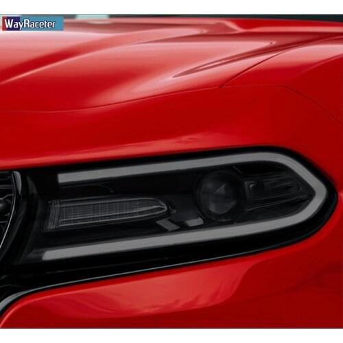 2 Pcs Car Headlight Protective Film Vinyl Transparent Black TPU Sticker For Dodge Charger SRT Dart Viper Accessories