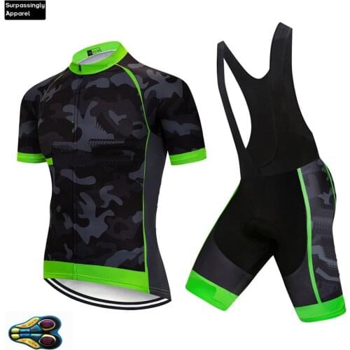 2019 Team Camouflage Cycling Clothing Bike Jersey Quick Dry Mens Bicycle Clothes Team Cycling Jerseys 20D Bike Shorts Set