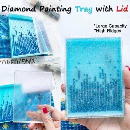 Large Capacity Diamond Tray with Lid, 5D DIY Diamond Painting Tools, Beading with Cover