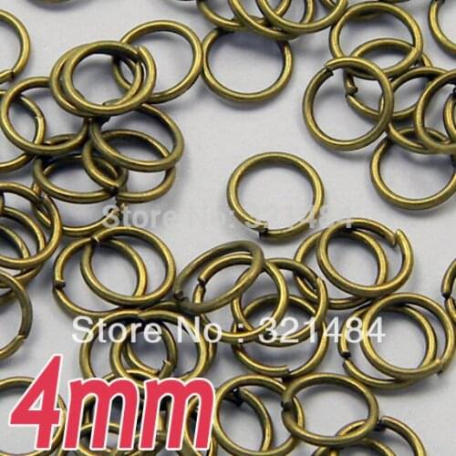 Antique brass/bronze 4mm 10000pcs Round Circle Gauge Open Jump Rings Jumprings Jewelry DIY findings accessories