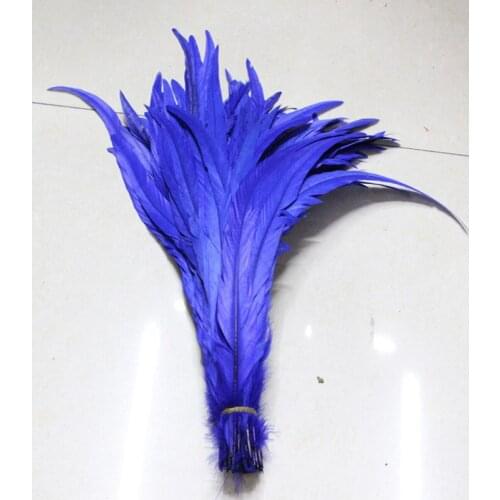 Free Shipping 100pcs blue Rooster Tail feather 12-14inches 30-35cm Dyed conque/cock tail Feathers