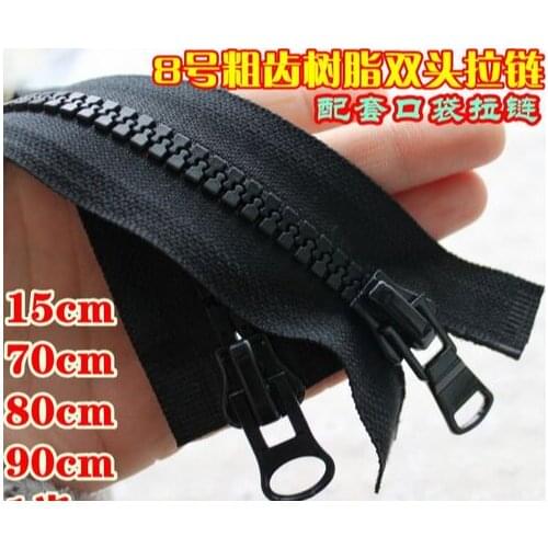 Free shipping 5pcs/lot 8# resin black teeth zipper double zipper head jacket down zipper 70cm-150cm