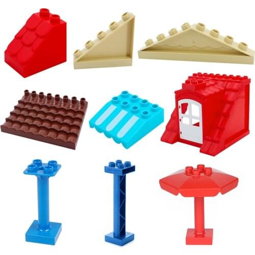 Big Building Blocks Accessory City House Architecture Awning Roof Pillar Tile Brick Compatible Big Size Toy For Children Gift