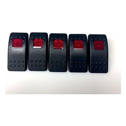 Rocker Marine Switch Cover Black with 1 Red Lens, 5 pack