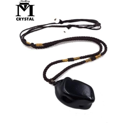 Natural stone black crystal Obsidian pandent rough Obsidian Gravel Tumbled Bulk Quartz Healing Reiki natural stones Necklace