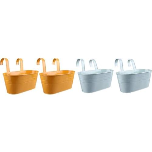 2 Pcs Flower Pot With Detachable Hook, Balcony Railing Terrace Garden Outdoor Decorative Flower Pot