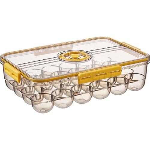 Household thickened 24 grid egg box kitchen finishing plastic pet transparent sealed egg box with cover