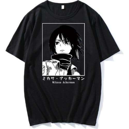 Attack on Titan Tshirt Anime Mikasa Ackerman Harajuku Short Sleeve Men Woman Hip Hop Casual Fashion Loose Tops Short Sleeves