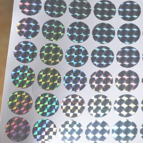 Without writing holographic sticker in silver contains many rectangles or some effect in hologram Dia. 20mm Free shipping