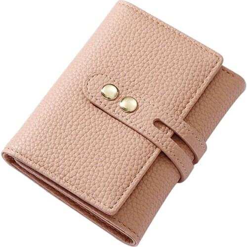 Ladies Three-fold Short Wallet, Girls Temperament Solid Color Lychee Print Zipper Coin Purse ID Card Coin Pocket Card Holder