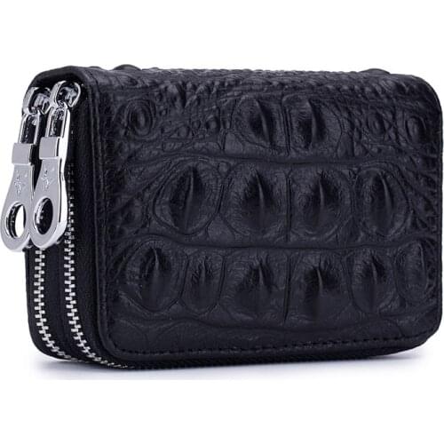 Genuine Leather Women & Men Coin Purse Alligator Embossing Cow Leather Small Money Bag Credit Card Holder Zipper Mini Wallet