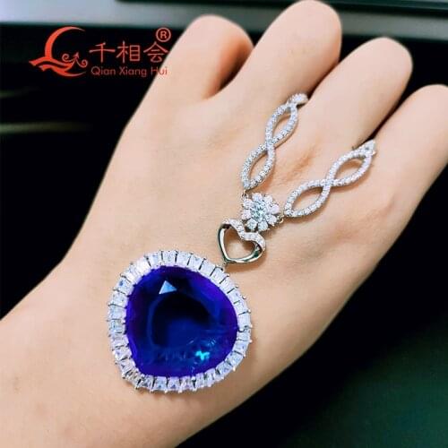 Fashion luxury Wedding Necklace Jewelry for Women Blue Crystal Necklace Titanic Heart of Ocean Love Forever Pendant Necklace