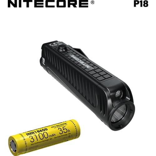 NITECORE P18 Unibody Die-case CREE XHP35 HD LED 1800 Lumens with Auxiliary Red Light Tactical Flashlight with 3100 mAh battery
