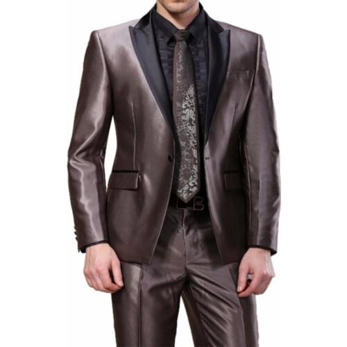 TPSAADE 2020 New Arrival Customized Size Buiness Mens Suit Smooth Shiny 2 Piece (Jacket+Pant) For Wedding Party Prom Occasion