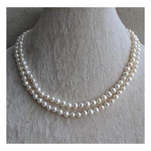 New Arrival Favorite Pearl Necklace 2 Rows 5-6mm White Color Genuine Freshwater Pearl Necklace Women Gift Fine Jewelry