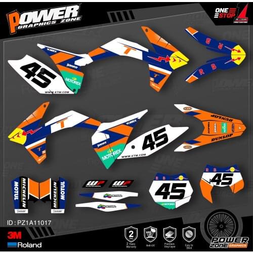 PowerZone Custom Team Graphics Backgrounds Decals 3M Stickers Kit For KTM SX SXF MX 11-12 EXC XCW Enduro 12-13 125 to 500cc 17