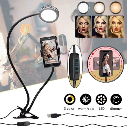 Pixco RL-05X Clip-on Round Light Reading Lights USB Book Clamp Light with 3 color 9 Brightness, Eye Protection Kids Desk Lamp