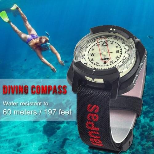 Outdoor Compass Professional Diving Compass 60 M / 197 Feet Waterproof Navigator Digital Watch Scuba Compass for Swimming