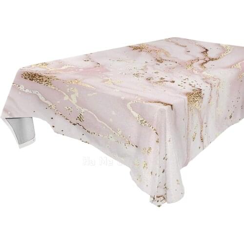 Rose Gold Marble Tablecloth Stain Resistant Wrinkle Washable Polyester Table Buffet Party Camping