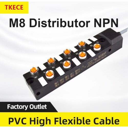 TKECE Leaded 8-bit M8 sensor splitter Central distributor splitter box NPN single channel PVC high flexible cable