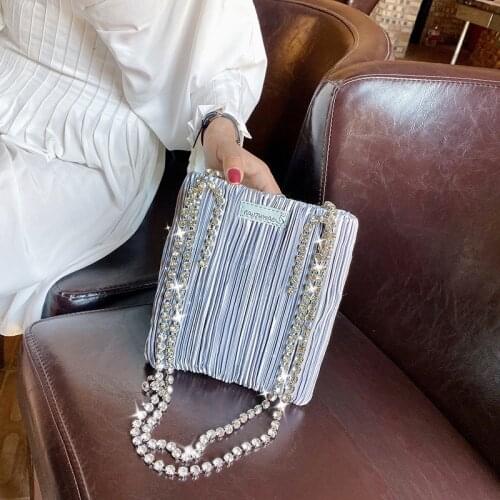 2020 Summer Satin Ice Silk Femme Handbags Fashion Shining Crystal Chain Dinner Party Women Shoulder Bags Travel Tote bags purse