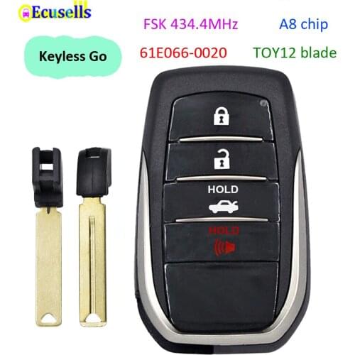 3+1 Button FSK 434.4 MHz Keyless-Go Remote Key Board 61E066-0020 A8 CHIP for Toyota Southeast Asia 2015-2018 Camry TOY12