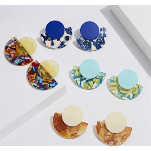 30Pairs/lot Fan-shaped Acrylic Pendant Earrings Leopard Print Acetate Plate Geometric Earrings Big Earrings for Women Jewelry