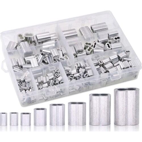 320Pcs 8 Sizes of Aluminum Crimping Lasso Sleeve Ferrule Assortment Kit, Suitable for Cords and Cables Retail