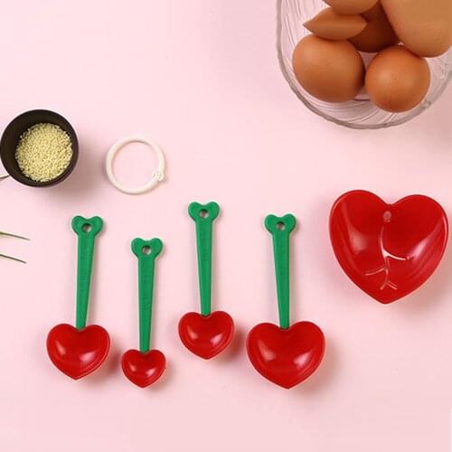 5pcs/set Heart Shape Measuring Spoon Scoop Kitchen Tool DIY Egg White Separator Multifunction Measuring Cups Measuring Spoon