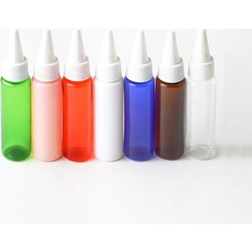 50pcs 30ml white Empty Plastic Bottle With Pointed Mouth Cap Refillable Travel Bottle PET Shampoo Jam Containers