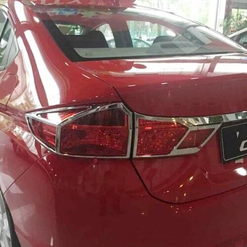 For Honda City 2015 Accessories ABS Chrome After Rear Tail Lights Lamp Covers Frame Trim Car Quality Styling Sequins