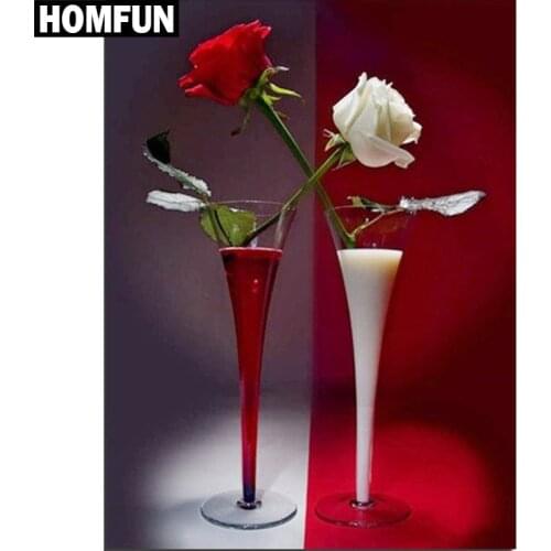 HOMFUN Full Square/Round Drill 5D DIY Diamond Painting "Rose flower" Embroidery Cross Stitch 5D Home Decor Gift A03825