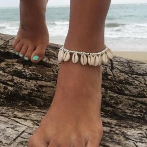 Bohemian Shell Anklets For Women Handmade Leather Woven Natural Shell Foot Jewelry Summer Beach Barefoot Bracelet Ankle On Leg