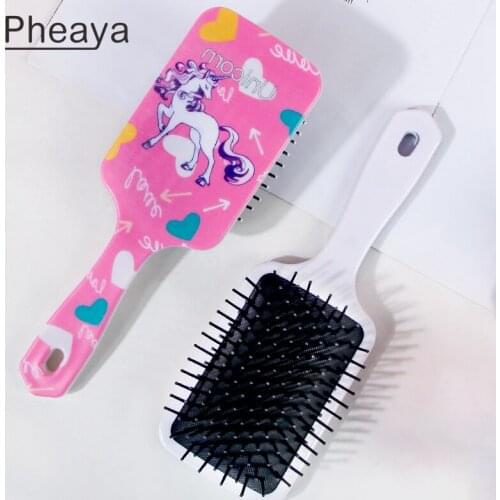 Pheaya Baby Cartoon Print Hair Comb Anti-static Airbag Massage Haircare Scalp Reduce Hairloss Princess Styling Tool