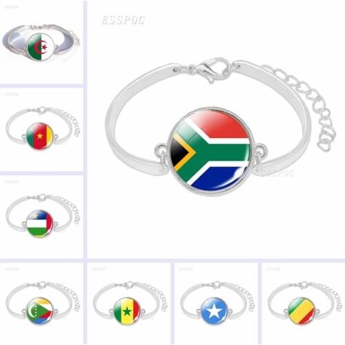 Flag Bracelet Africa National Flag Egypt Nigeria Libya South Africa Glass Convex Jewelry Patriot Souvenir Bracelet