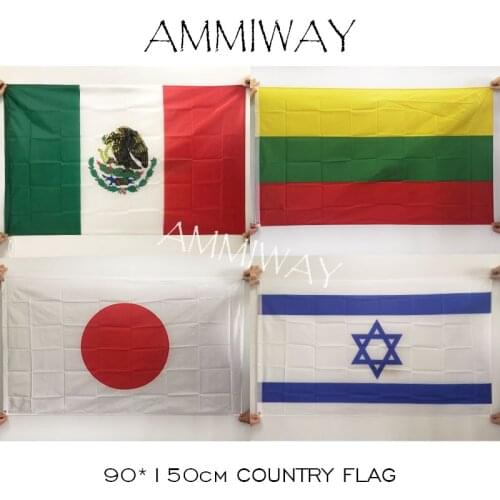 AMMIWAY 90*150cm 3x5 ft Mexico Lithuania World Country National Flags and Banners Japan Israel Indoor Outdoor Polyester Flag