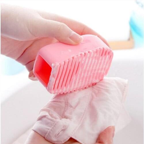 Flexible Silicone Washboard Cleaning Washing Scrub Brush Candy Color Hand-held Mini Washboard Mini Antiskid Cleaning tool