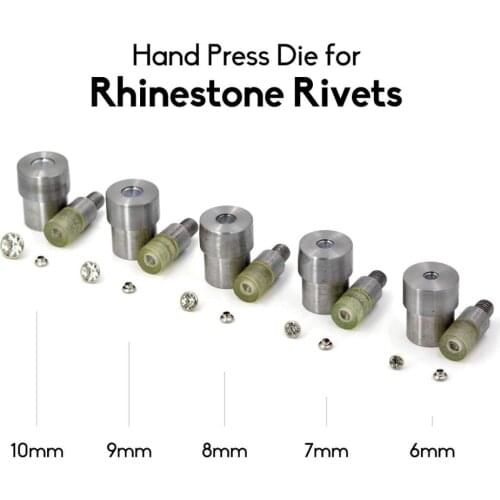 KALASO 1Set Hand Press Die Mould Tool for Crystal Rhinestone Rivets Die Setter Snap Setting Tools 6~11mm