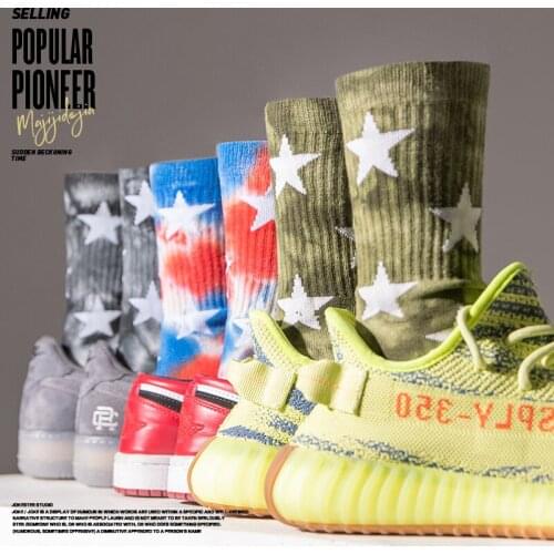 Camouflage Tie Dye Crew Street Fashion Cotton Socks High Quality Skateboard Hip Hop Unisex Harajuku Calcetines Sokken Star Funny