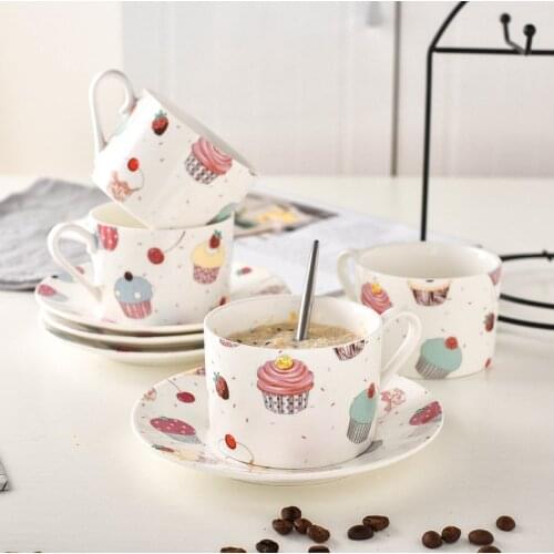 Nordic Creative Ceramic Coffee Cup and Plate Set Western Coffee Home Milk Breakfast Cup Daily Use Coaster Tea Cup Mat Mug Set
